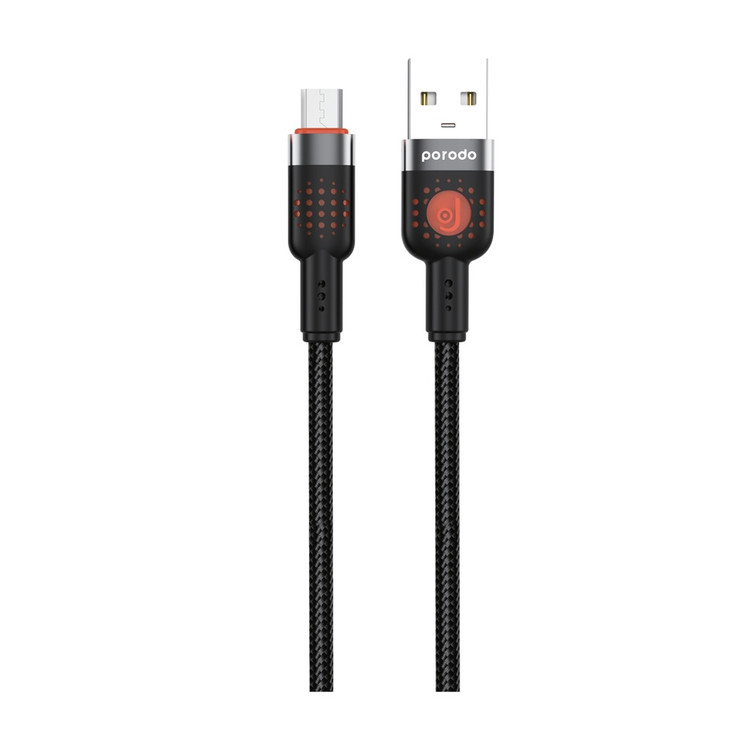 کابل تبدیل USB-A به Micro-USB مدل Porodo به طول 1 متر - مشکی