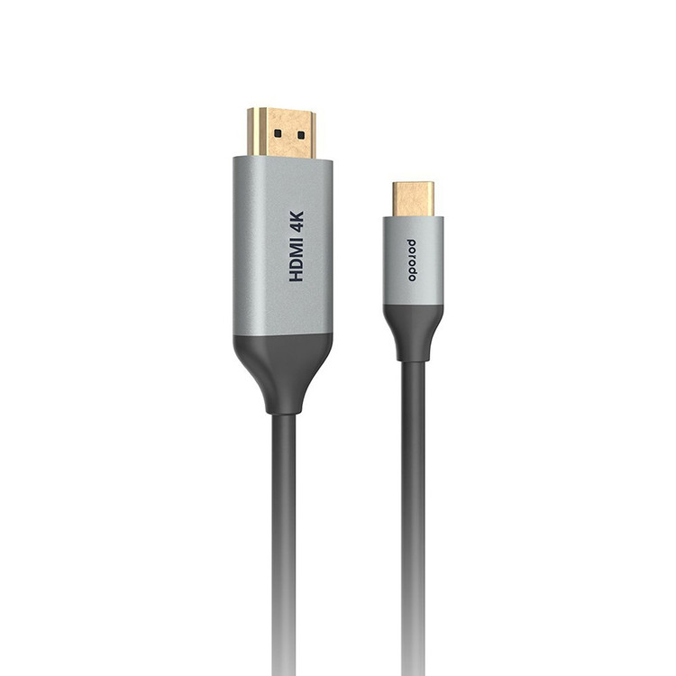 کابل تبدیل پورت Type-C به HDMI مدل 4K پورودو، 2 متر با روکش آلومینیومی مرغوب